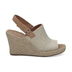 TOMS Natural Oxford Monica Wedge Heel Slingback Sandals 10011843 Women’s Sz 8.5
